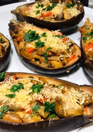 Una foto de Berenjenas rellenas 🍆