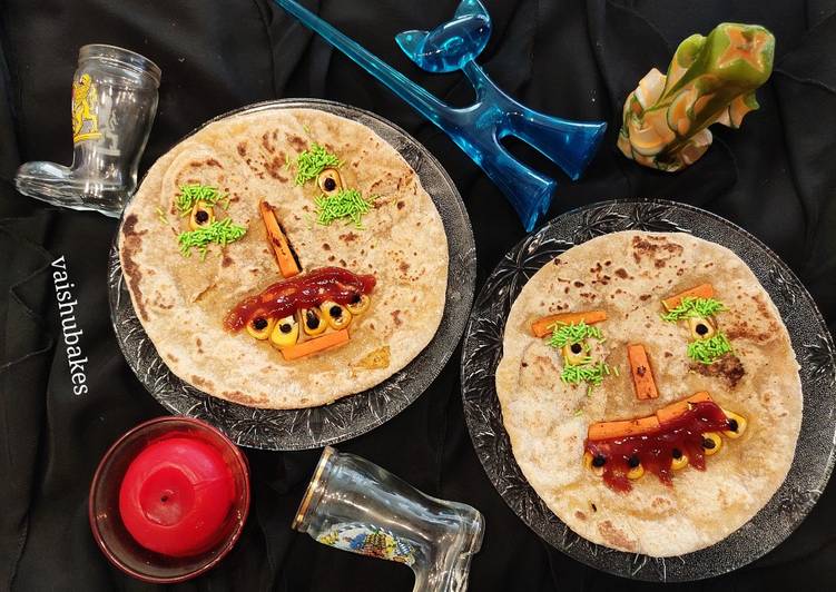 Steps to Prepare Any-night-of-the-week Halloween Paratha Monsters