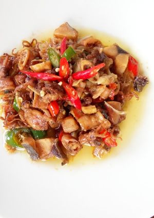 Foto resep Ikan asin cumi pedas