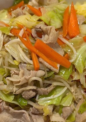A picture of Stir-Fried Vegetables with Pork.