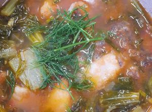 Hình của món Cá rô phi nấu riêu dưa cải chua.