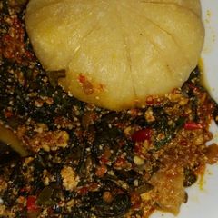 A picture of Egusi with ugu soup.