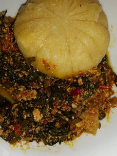A picture of Egusi with ugu soup.