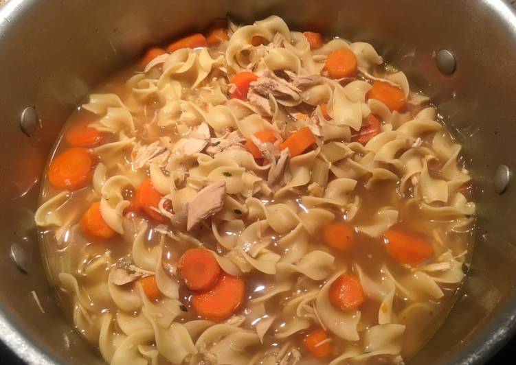Steps to Prepare Super Quick Homemade Chicken Noodle Soup from leftover roast chicken