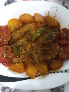 عکسی از دستور خورشت بادمجان (چالش جعبه اسرار آمیز. بادمجان وگوجه)