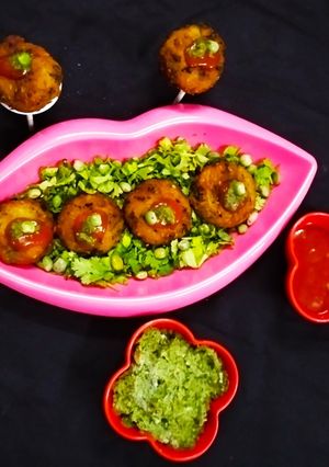 A picture of Pigeon peas coriander jeggary kababs.