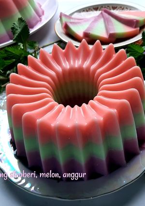 Foto resep Puding Stroberi, Melon, Anggur