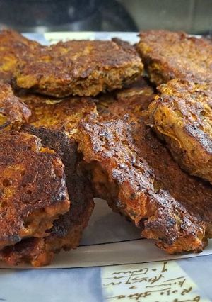 Una foto de Hamburguesas de zucchinis, zanahorias y boniato al horno