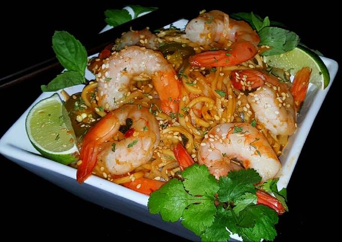 Recipe of Ultimate Mike&#39;s Spicy Thai Sobe Shrimp Noodles