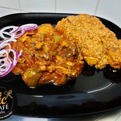 A picture of Matoke in peanut sauce served with beef tripe #njaanuary.
