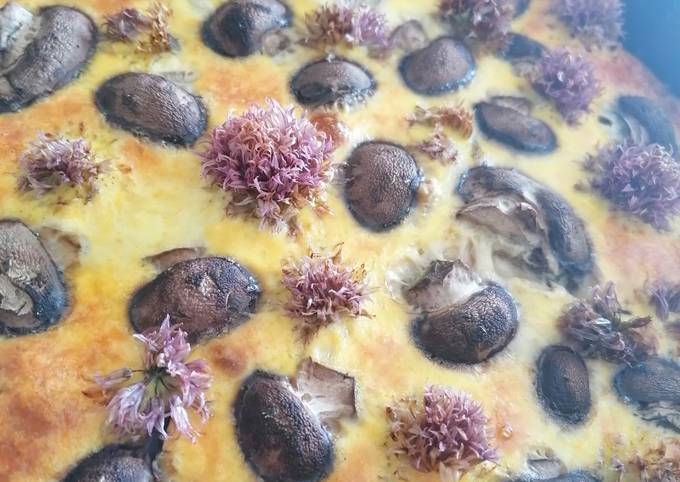 Comment pour Préparer  Fait Maison Tarte salée champignons et fleur de ciboulette
