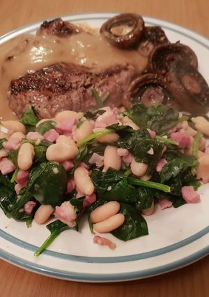 A picture of Spinach, Pancetta and Cannellini Beans.