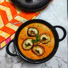 Banarasi stuffed dum aloo A picture of Banarasi stuffed dum aloo.