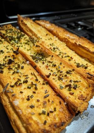 A picture of Homemade garlic bread.