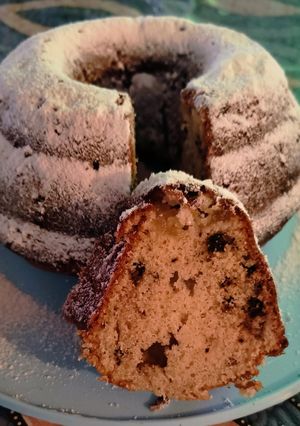 Una foto de Torta otoñal con compota de manzana 🍏, nueces y chips de 🍫
