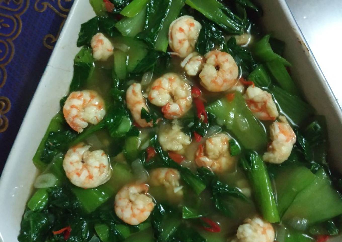 12.Tumis sawi & udang simple enak