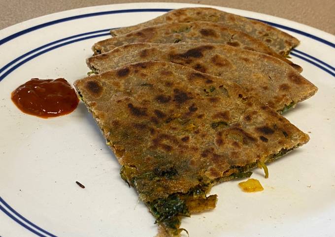 Recipe of Jamie Oliver Junglee paratha  This flatbread is made out of all the green veggies with multigrain Flour