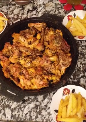 صورة لوصفة اطباق الدجاج والبطاطس والقرعه في الفرن
