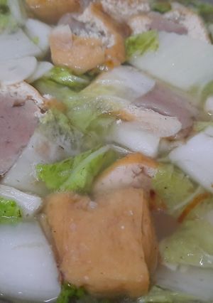 Foto resep Sawi putih tahu bakso