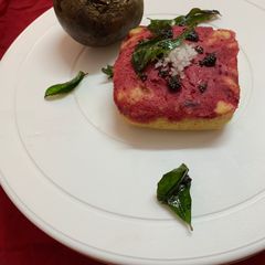 Layered beetroot khaman dhokla A picture of Layered beetroot khaman dhokla.