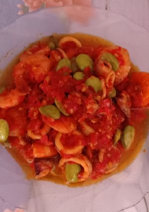 Foto resep Udang cumi petai balado