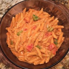 A picture of Red sauce pasta.