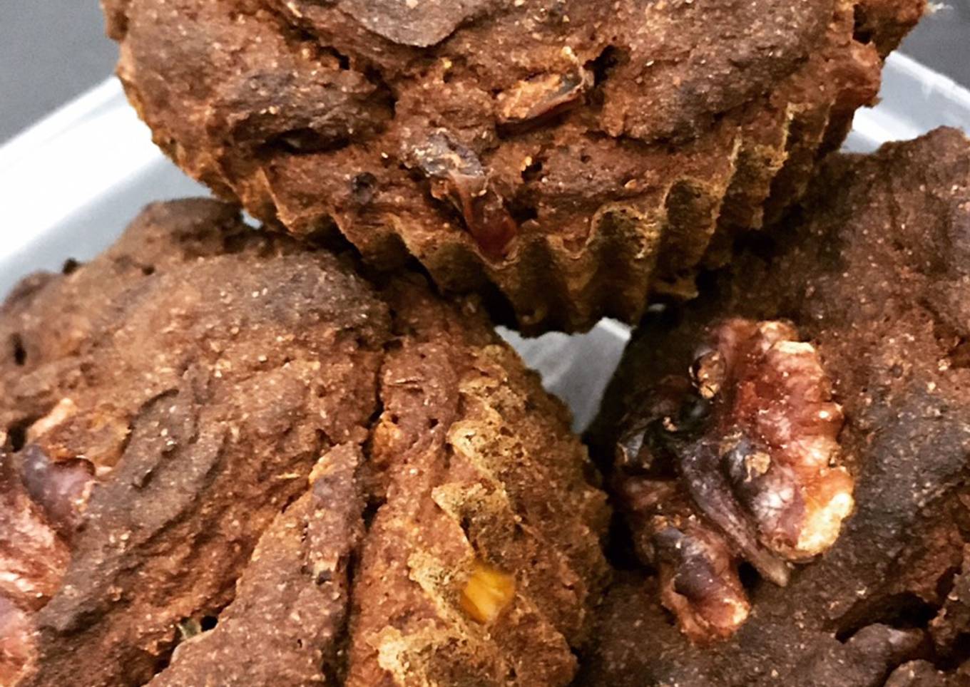 Muffins húmedos de calabaza, choclo y nuez