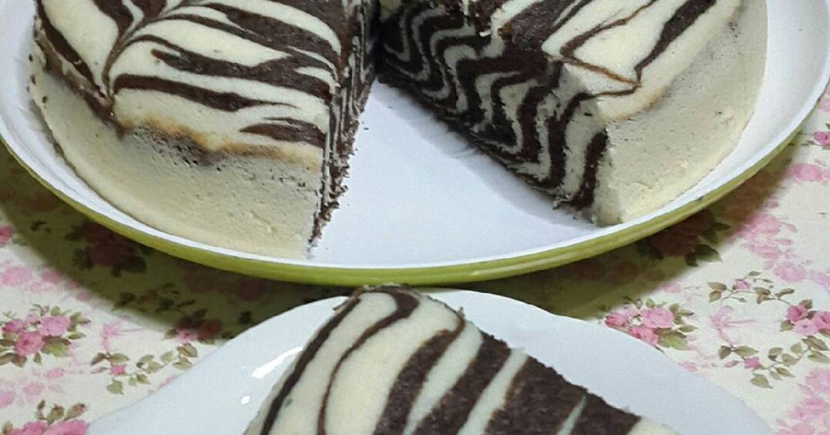 Resep 85. Zebra cake putih telur kukus oleh Aning Miza 