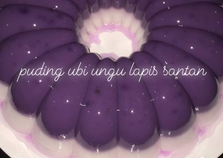 Cara Gampang Membuat Puding ubi ungu lapis santan yang Enak