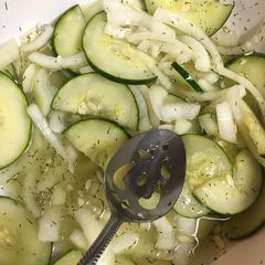 A picture of Jeremiah’s Incredible Cucumber Onion Salad.