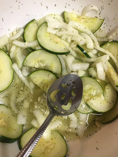 A picture of Jeremiah’s Incredible Cucumber Onion Salad.