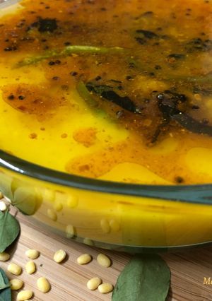 A picture of Moong Daal Tadka – With Curry Leaves.