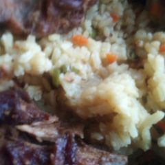 Fried rice with goat meat A picture of Fried rice with goat meat.