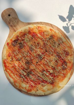 Foto resep (Sourdough Discard) Homemade Pizza - Sosis & Bakso
