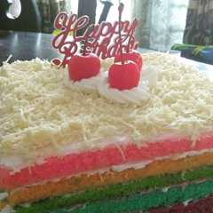 Rainbow Cake (Kue Ultah) Birthday Cake রেসিপির প্রধান ছবি