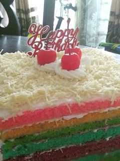 Foto resep Rainbow Cake (Kue Ultah) Birthday Cake