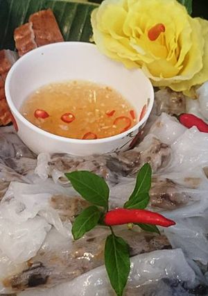 Hình của món Bánh cuốn tráng chảo.