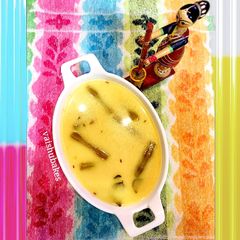 A picture of Shevgyachi Kadhi (Drumstick beans Kadhi).