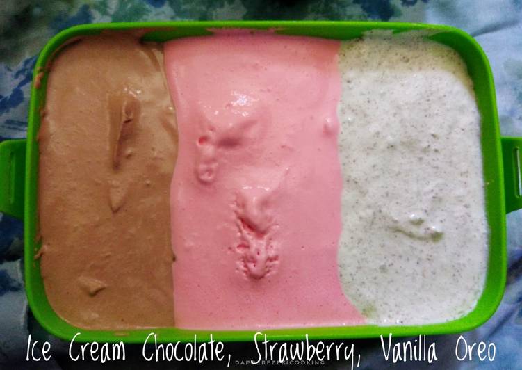 Langkah Mudah untuk Menyiapkan Ice Cream Walls Homemade (Chocolate, Strawberry, Vanilla Oreo) yang Sempurna
