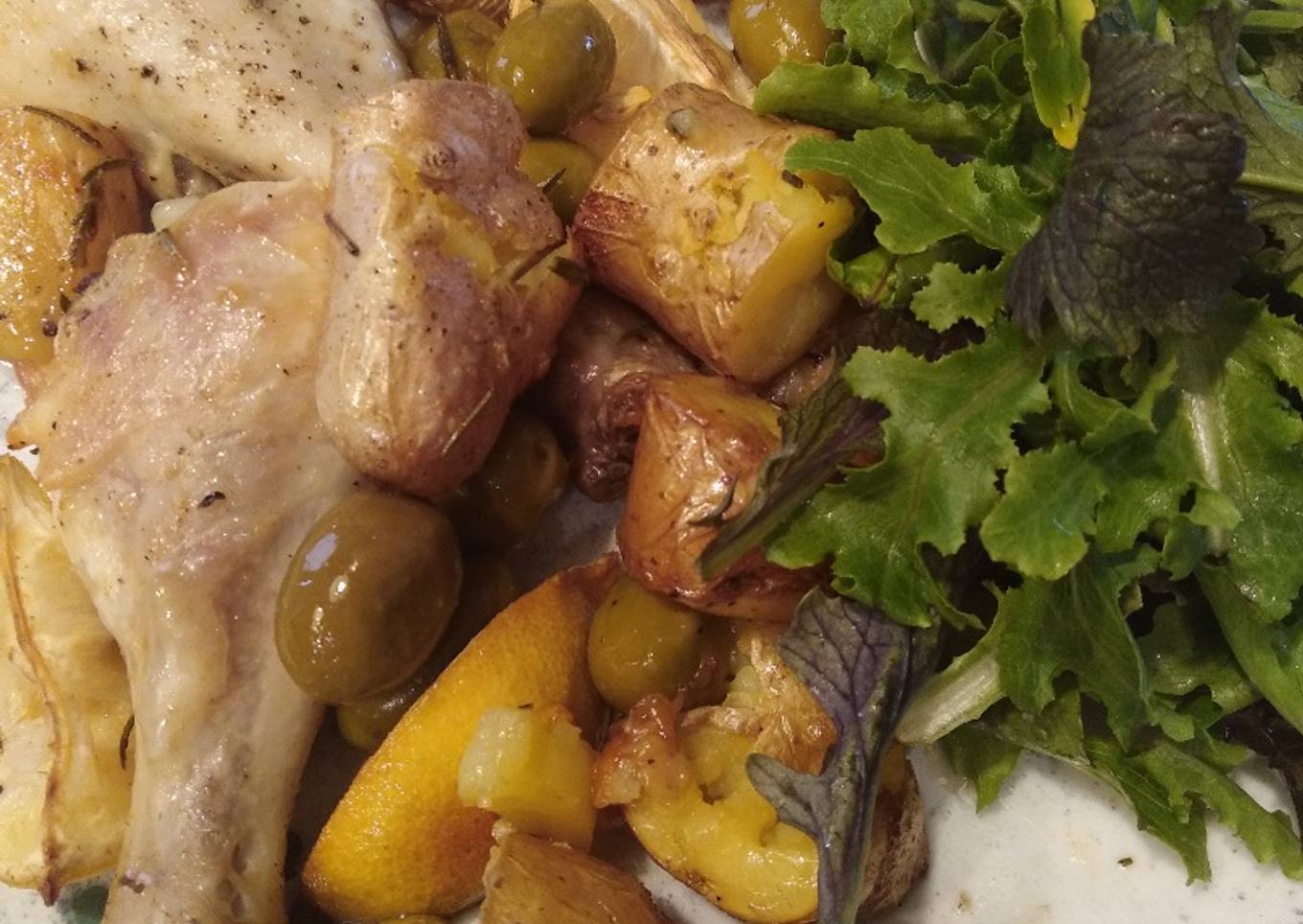 Greek baked chicken and potatoes