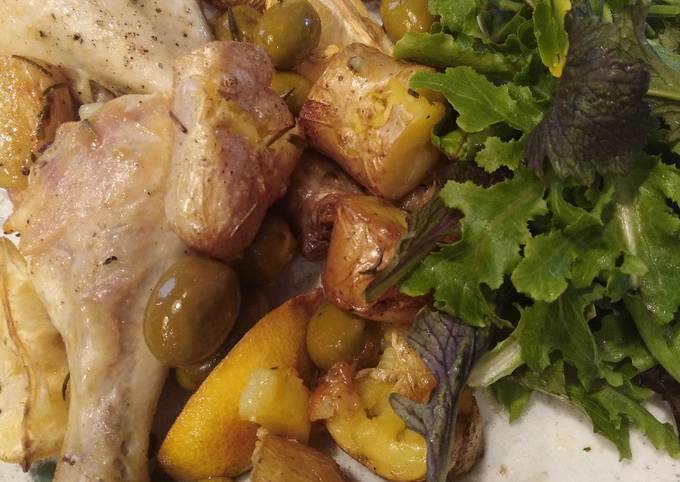 Reference to Homemade Appetizing Greek baked chicken and potatoes
