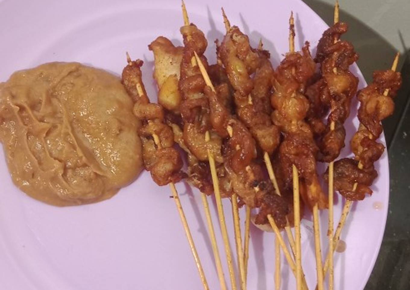 Sate kulit ayam,bumbu selai kacang SKIPPY