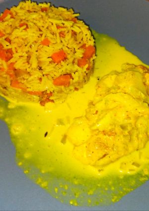 Une photo de Dos de cabillaud sauce crème au curry