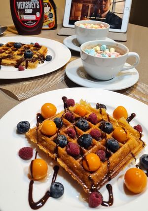 Una foto de Waffles al estilo nubecitos