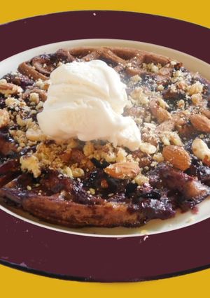 A picture of A healthy breakfast--Blueberry Waffle.