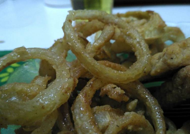 Crispy Onion Ring (tanpa telur dan tepung roti/panir)