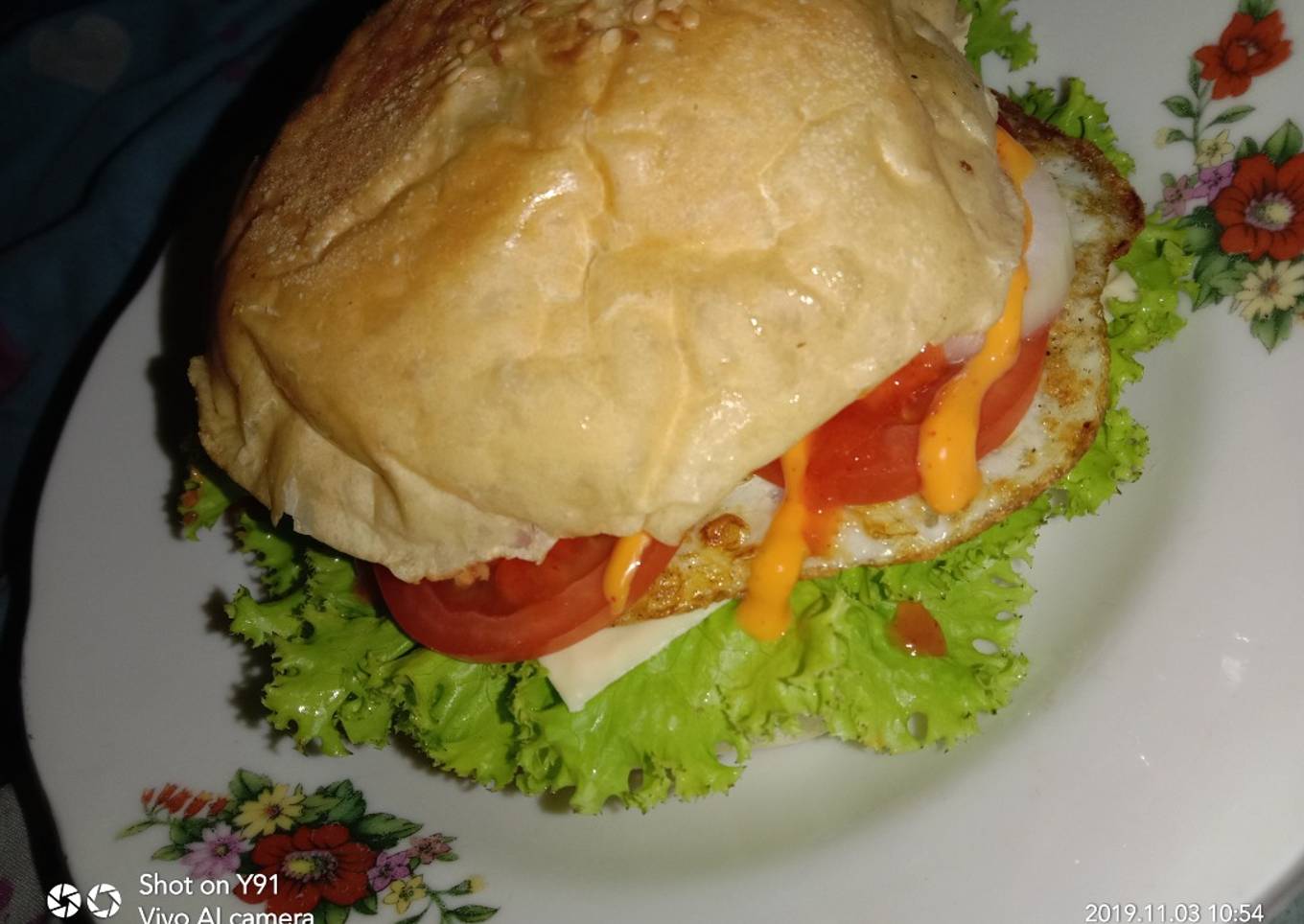 Burger telur praktis tanpa daging