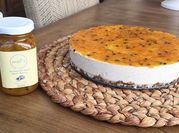 Una foto de cheesecake vegana