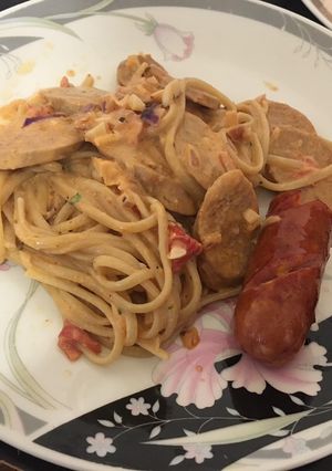 Hình của món Pasta xúc xích.