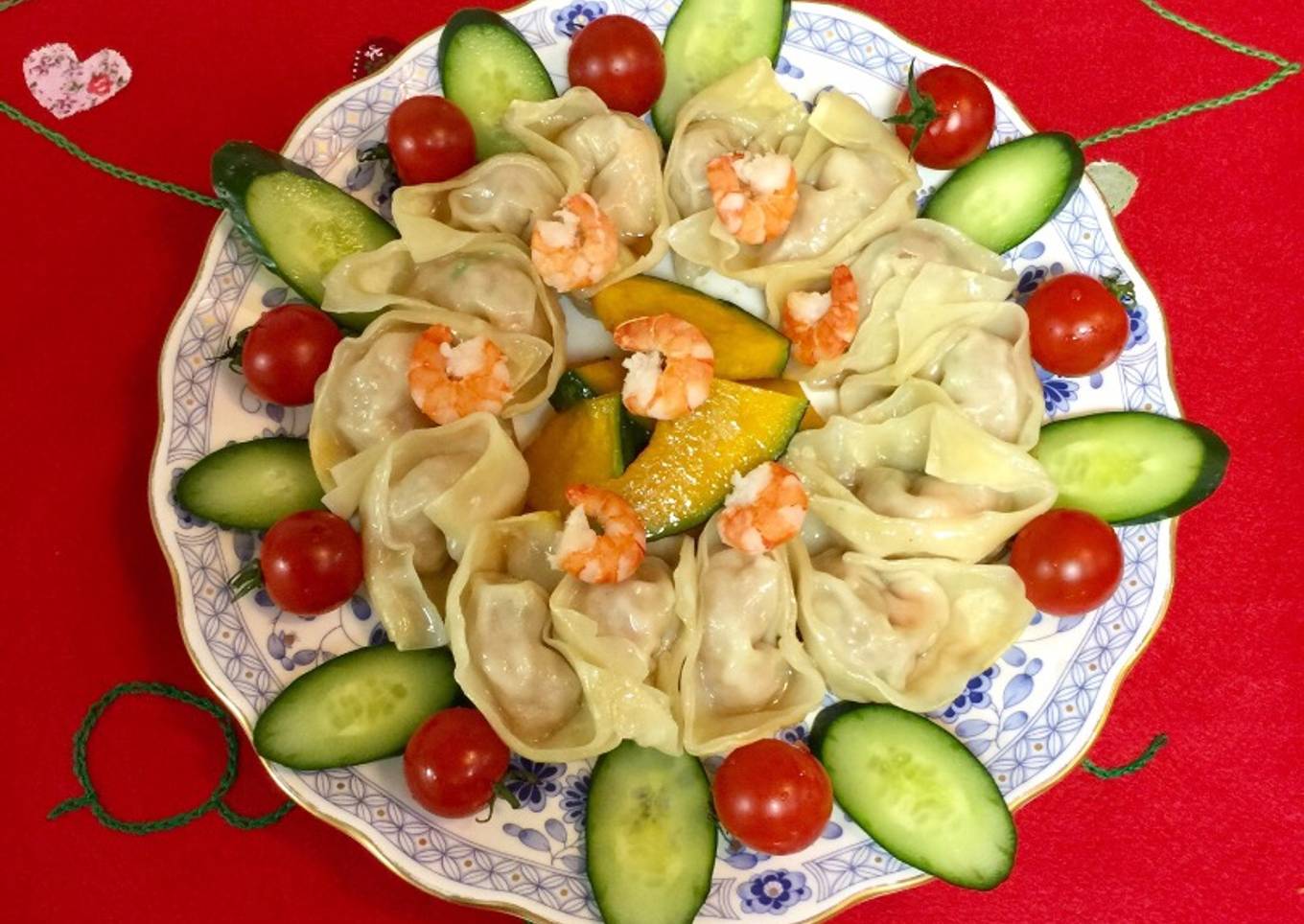 Christmas Chicken and Shrimp Dumplings